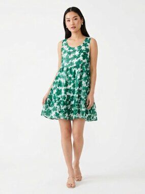 Bellambia Made In Italy Silk Blend Green Floral Summer Dress Size S